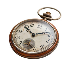 Vintage Pocket Watch with Key Isolated on Transparent Background
