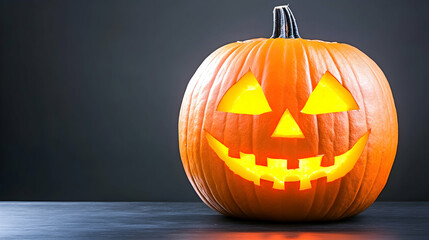 Illuminated jack-o'-lantern on dark surface
