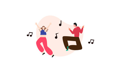 Happy people dancing character illustration