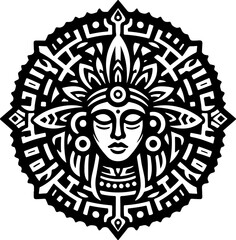 Fototapeta premium sketch vector illustration silhouette design icon logo symbol tribal rosette mandala style ethnic traditional vintage classic 