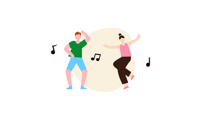 Happy people dancing character illustration