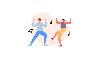 Happy people dancing character illustration