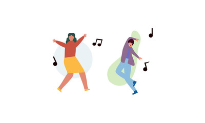 Happy people dancing character illustration