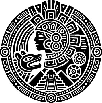 vector sketch illustration silhouette design icon logo symbol maya inca style ethnic traditional vintage classic  