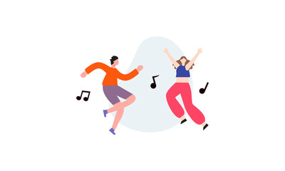 Happy people dancing character illustration