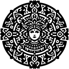 sketch vector illustration silhouette design icon logo symbol tribal rosette mandala style ethnic traditional vintage classic  