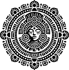 sketch vector illustration silhouette design icon logo symbol tribal rosette mandala style ethnic traditional vintage classic  