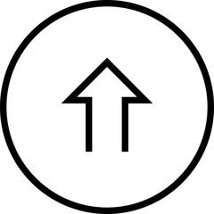 Up arrow icon in a circular shape symbolizing business progress, revenue increase, or positive financial trends with transparent background