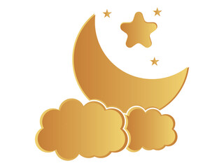 moon and star icon on white background.