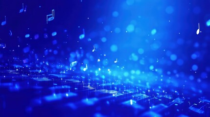 Digital Music Notes on a Keyboard