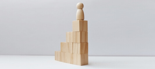 Building success wooden blocks minimalist studio conceptual art modern design elevated perspective