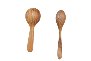 wooden kitchen utensils, wooden spoon isolated 
