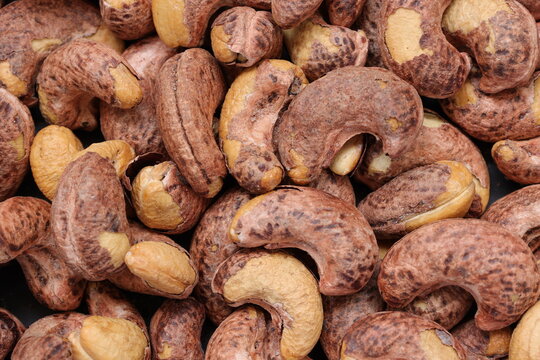 close up of cashew nut food texture background 