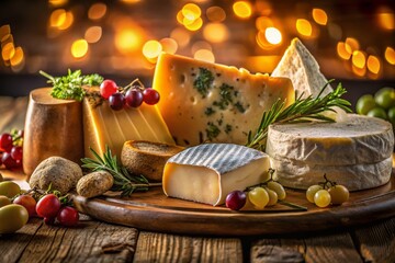 Cheese Assortment on Wooden Board