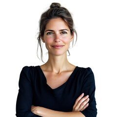 A Woman with Arms Crossed Isolated on Transparent Background