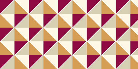 Fototapeta premium seamless geometric pattern brown and red color fabric. closeup square mosaic wall tiles vintage triangle cubic texture design. 