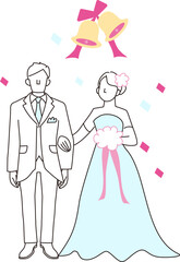 結婚式の新郎新婦のベクターイラスト