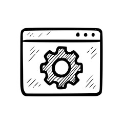 Hand-drawn Browser Window with Gear Icon