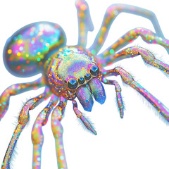 Vibrant Jewel Spider Weaving Web Isolated on Transparent Background