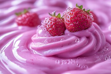 Strawberry Yogurt Swirl Closeup.