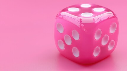 Pink dice on a soft pink background illustrating fun and chance in a creative and playful setting