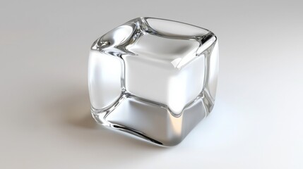 Clear glass cube displaying holographic data representing modern technology and innovative design concepts