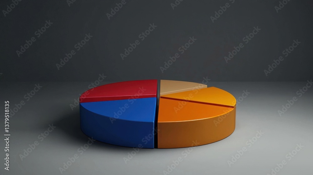 Poster a comprehensive 3d pie chart infographic set featuring multiple slices representing data and statist