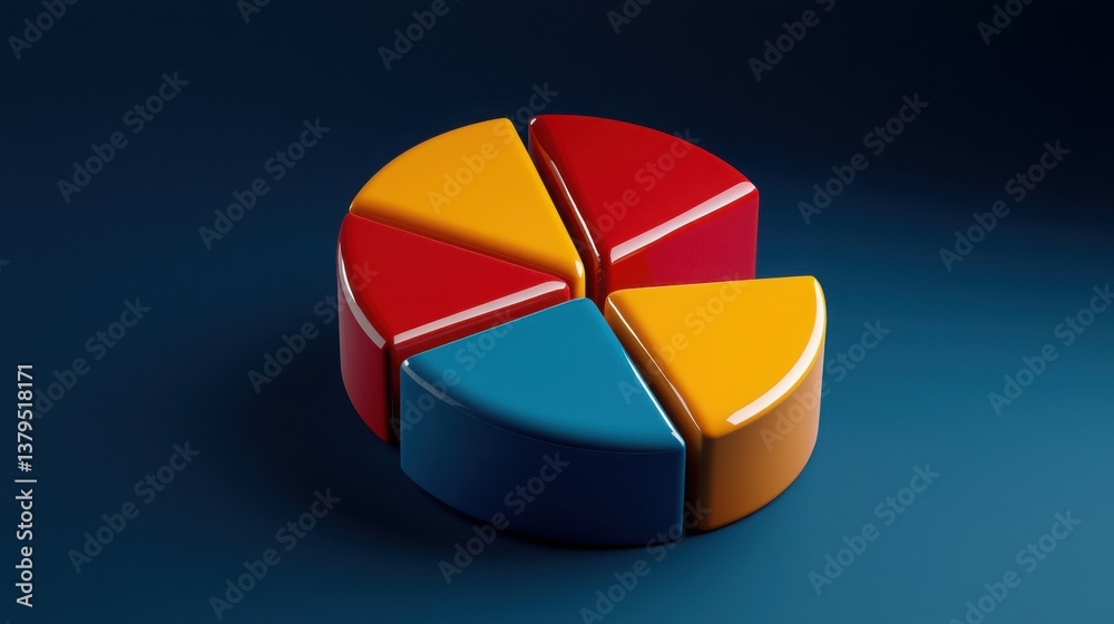 Poster an engaging 3d pie chart infographic set featuring multiple slices for effective data representation