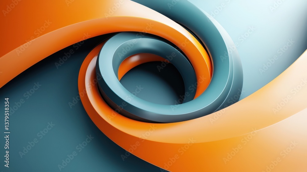 Poster intricate spiral design featuring intertwined rings that create a captivating abstract visual of cur