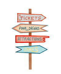 Directional Signage for Event Attractions and Various Services Available on Site