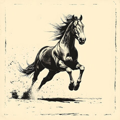A running black horse illustration showcasing powerful movement and grace