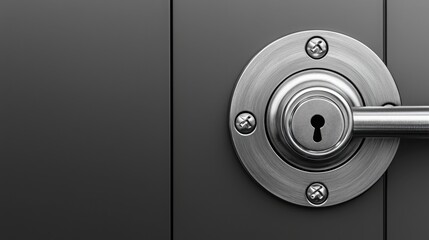 Abstract door handle close up with secure lock mechanism representing modern security and access control designs