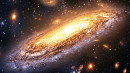 Obraz premium Stunning Cosmic Scene of Galaxy with Bright Stars and Nebulae