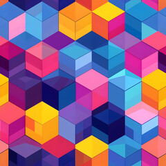 A vibrant pattern of colorful 3D cubes arranged in a geometric design.