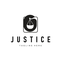 Simple black silhouette design of the scales of justice logo with a minimalist concept suitable for company or brand identity with a legal concept