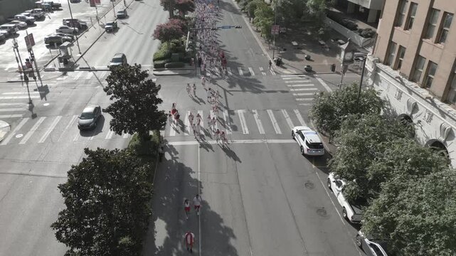 Running of the Bulls Festival in New Orleans &ndash; Aerial Editorial Footage