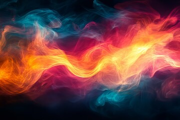 Fototapeta premium Colorful abstract flowing smoke creates dynamic and vibrant artistic patterns