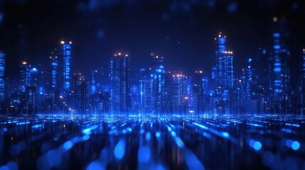 Fototapeta premium Futuristic Digital Cityscape at Night