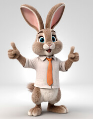 Cartoon Humanoid Rabbit in Various Poses and Outfits &ndash; Studio Background
