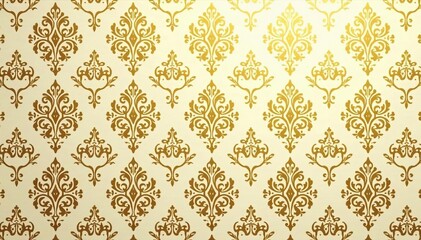 Intricate floral damask pattern in muted golds and creams , cream, home decor