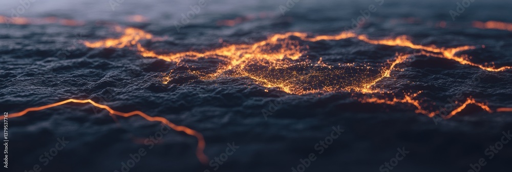 Poster Digital Connectivity Unleashed Luminous Global Network Visualization with Geospatial Data Mapping - Innovative Tech Insights for Strategic Business Intelligence