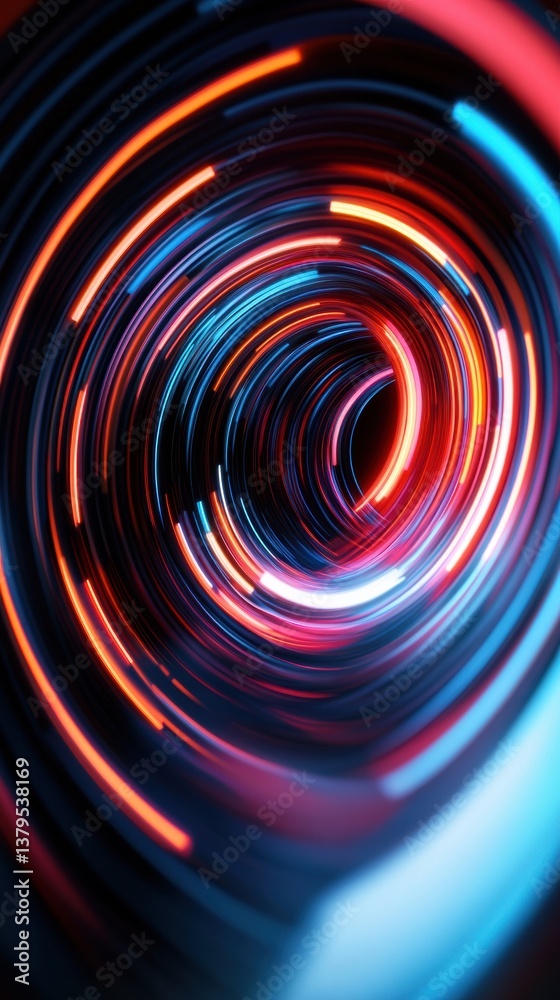 Aufkleber Cybernetic Vortex Immersive Digital Spiral Visualizing AI-Driven Data Flow, Next-Gen Tech Aesthetic for Futuristic Marketing and Design Innovation