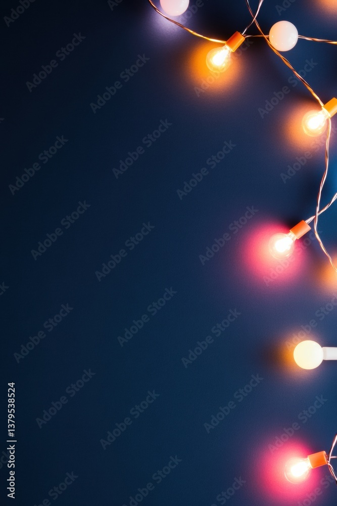 Poster Luminous Winter Nostalgia Soft Glowing String Lights Creating Intimate Ambient Warmth for Cozy Holiday Storytelling and Emotional Design