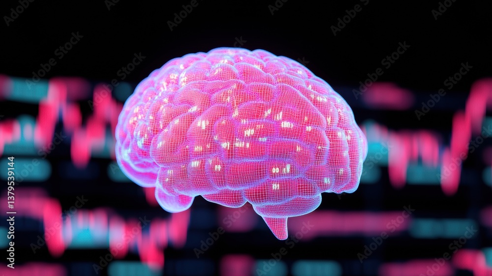 Poster Neurotech Visualization Quantum Financial Intelligence - Holographic Brain Analytics for Next-Gen Investment Strategy and Cognitive Performance Optimization