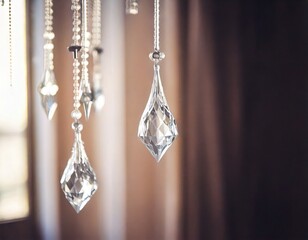 美しいペンダントライト、クリスタルガラスの照明のあるシンプルな部屋