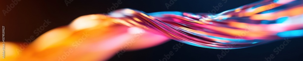 Poster Fluid Dynamics Visualization Vibrant Chromatic Wave Abstraction Illustrating Digital Transformation, Innovation, and Performance Momentum in Next-Gen Design Aesthetics