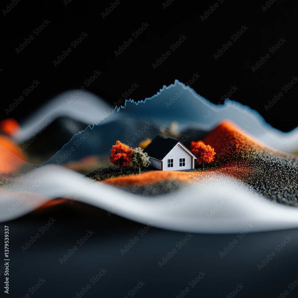 Poster emerging real estate analytics holographic topographic landscape revealing micro property investment