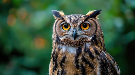 Fototapeta premium Owl Portrait with Intense Gaze and Beautiful Feather Details in Nature