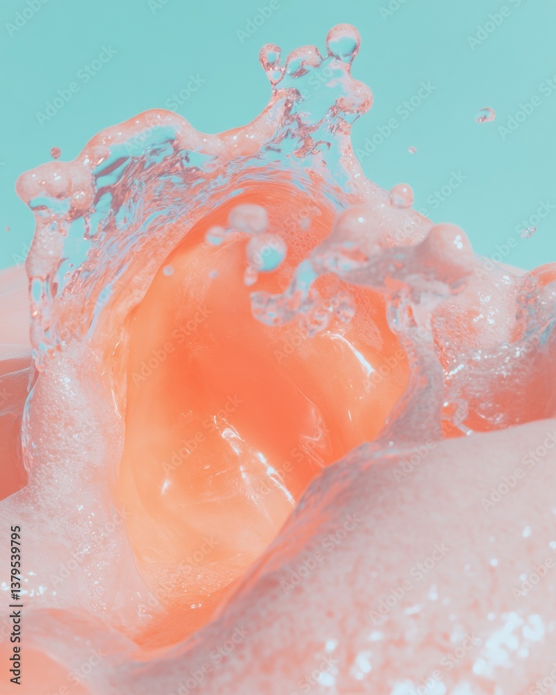 Aufkleber Liquid Dynamics Coral and Teal High-Speed Fluid Motion Design - Creative Visual Storytelling for Digital Branding and Innovative Marketing Content