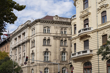 Fototapeta premium European street with baroque architecture of apartment buildings